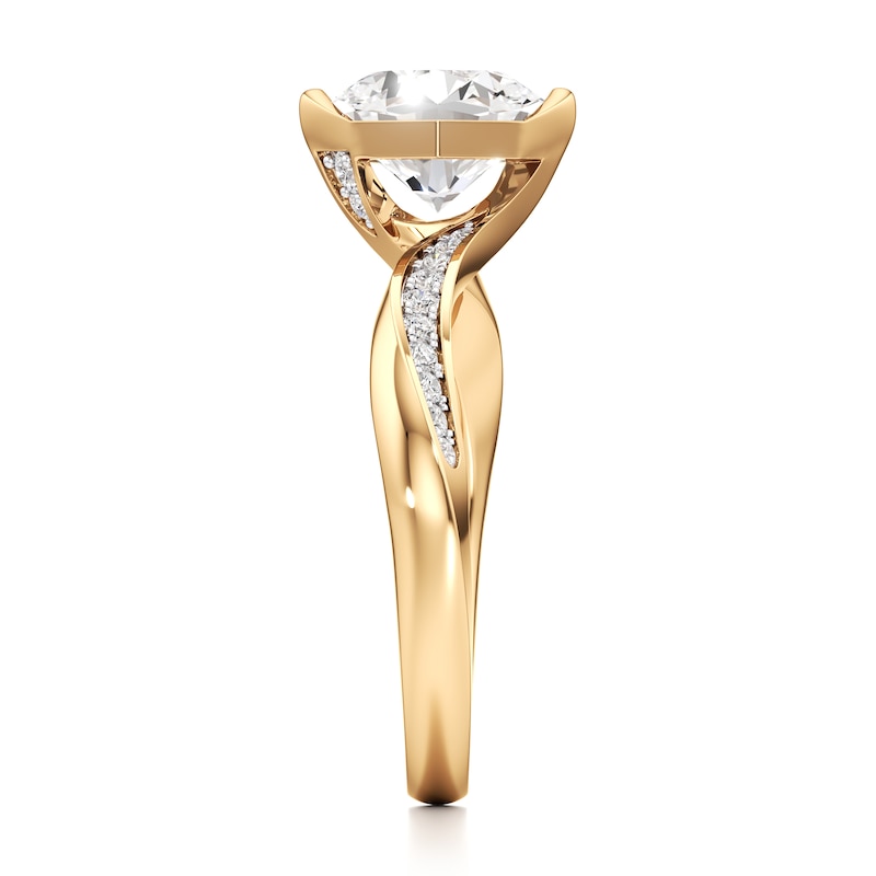 Main Image 3 of J'Lure Octagon Brilliant-Cut Lab-Grown Diamond Bypass Engagement Ring 2-1/6 ct tw 18K Yellow Gold