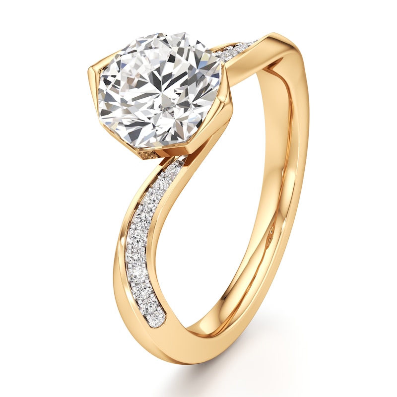 Main Image 4 of J'Lure Octagon Brilliant-Cut Lab-Grown Diamond Bypass Engagement Ring 2-1/6 ct tw 18K Yellow Gold