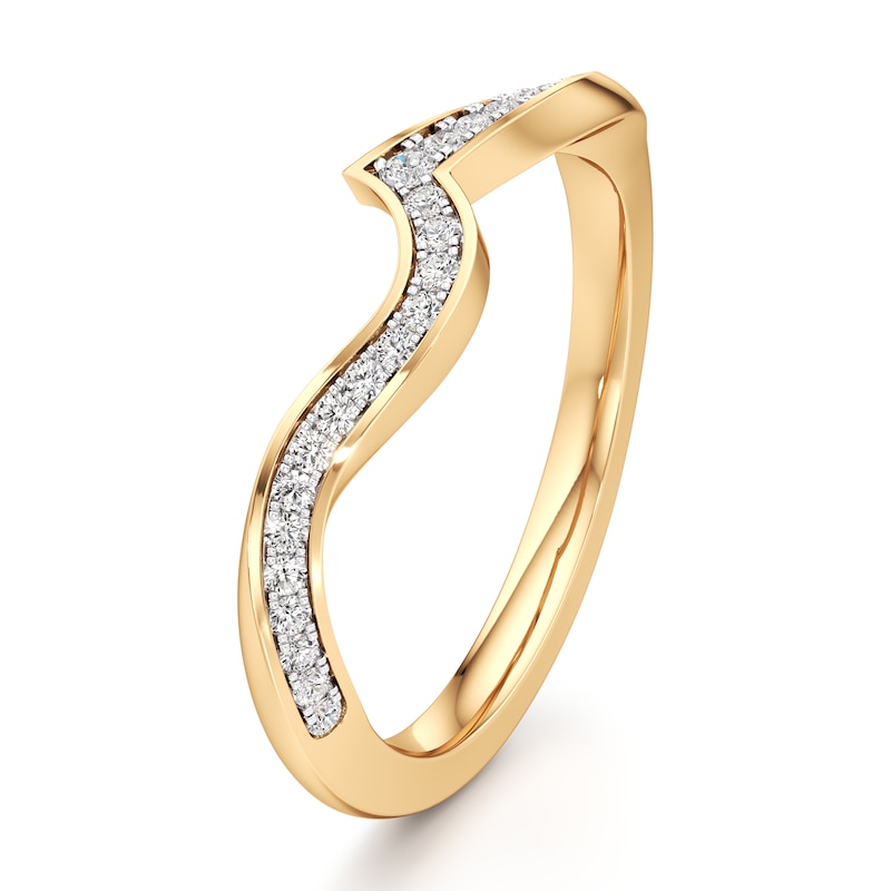 Main Image 4 of J'Lure Lab-Grown Diamond Contour Wedding Band 1/6 ct tw 18K Yellow Gold
