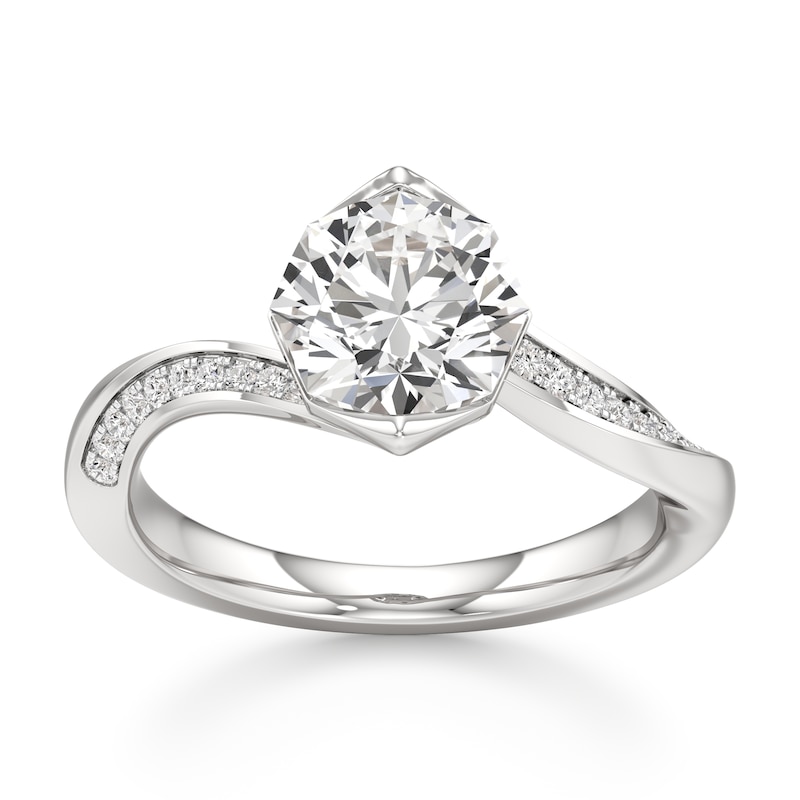 Main Image 1 of J'Lure Octagon Brilliant-Cut Lab-Grown Diamond Bypass Engagement Ring 2-1/6 ct tw 18K White Gold