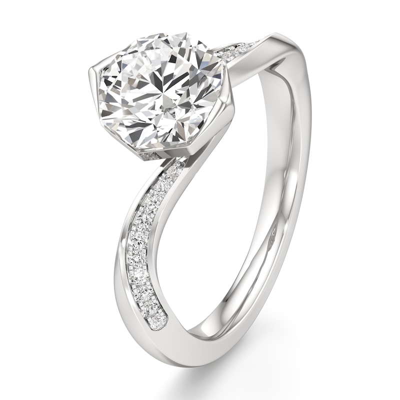 Main Image 4 of J'Lure Octagon Brilliant-Cut Lab-Grown Diamond Bypass Engagement Ring 2-1/6 ct tw 18K White Gold