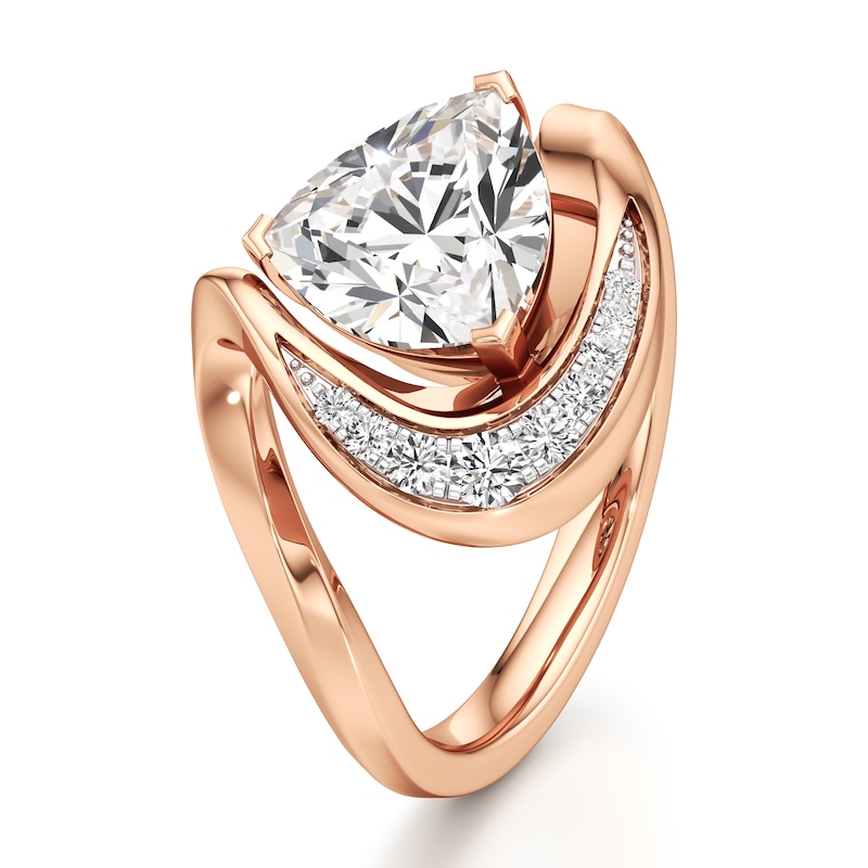 Main Image 4 of J'Lure Trillion Curved Brilliant-Cut Lab-Grown Diamond Engagement Ring 2 ct tw 18K Rose Gold