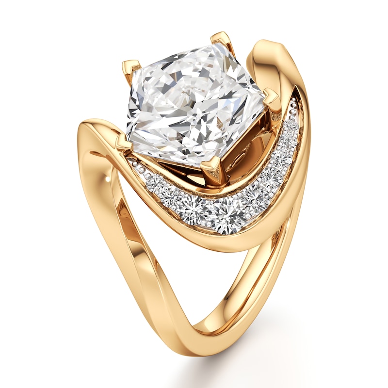 Main Image 4 of J'Lure Pentagon Brilliant-Cut Lab-Grown Diamond Engagement Ring 3 ct tw 18K Yellow Gold