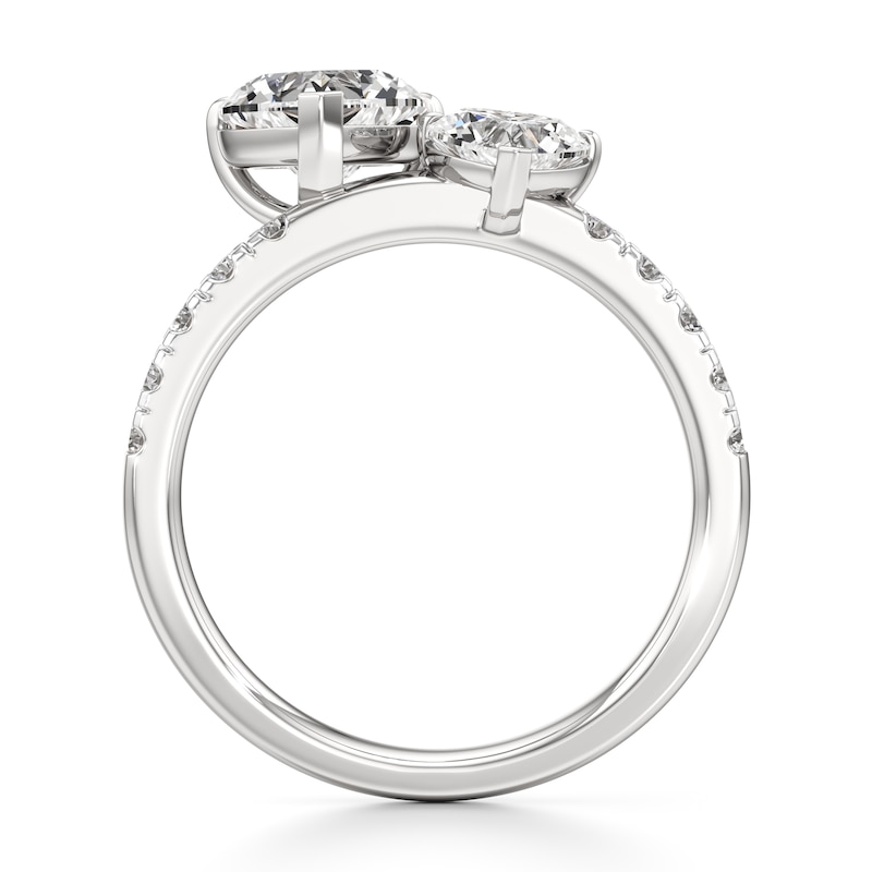 Main Image 2 of J'Lure Heart Brilliant-Cut Two-Stone Lab-Grown Diamond Engagement Ring 1-3/4 ct tw 18K White Gold