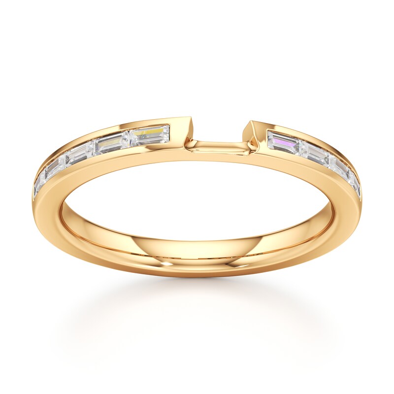 Main Image 1 of J'Lure Baguette-Cut Lab-Created Diamond Contour Wedding Band 3/8 ct tw 18K Yellow Gold