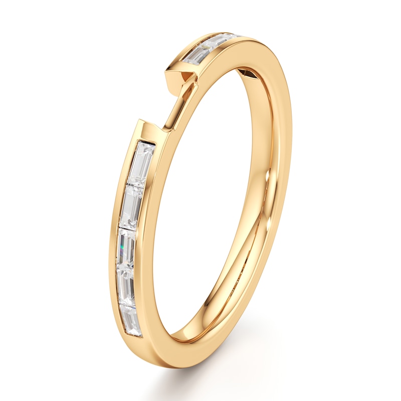 Main Image 4 of J'Lure Baguette-Cut Lab-Created Diamond Contour Wedding Band 3/8 ct tw 18K Yellow Gold
