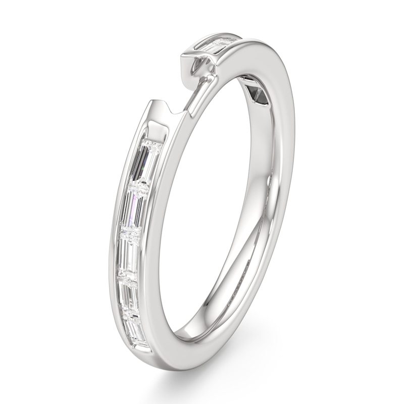 Main Image 4 of J'Lure Baguette-Cut Lab-Grown Diamond Contour Wedding Band 3/8 ct tw 18K White Gold