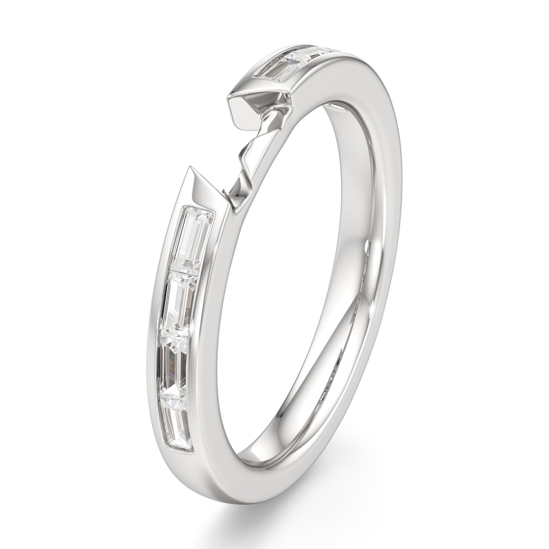 Main Image 4 of J'Lure Baguette-Cut Lab-Grown Diamond Contour Wedding Band 1/3 ct tw 18K White Gold
