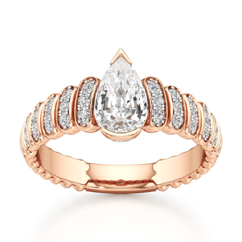Main Image 1 of J'Lure Pear Step-Cut Lab-Grown Diamond Engagement Ring 1-1/4 ct tw 18K Rose Gold