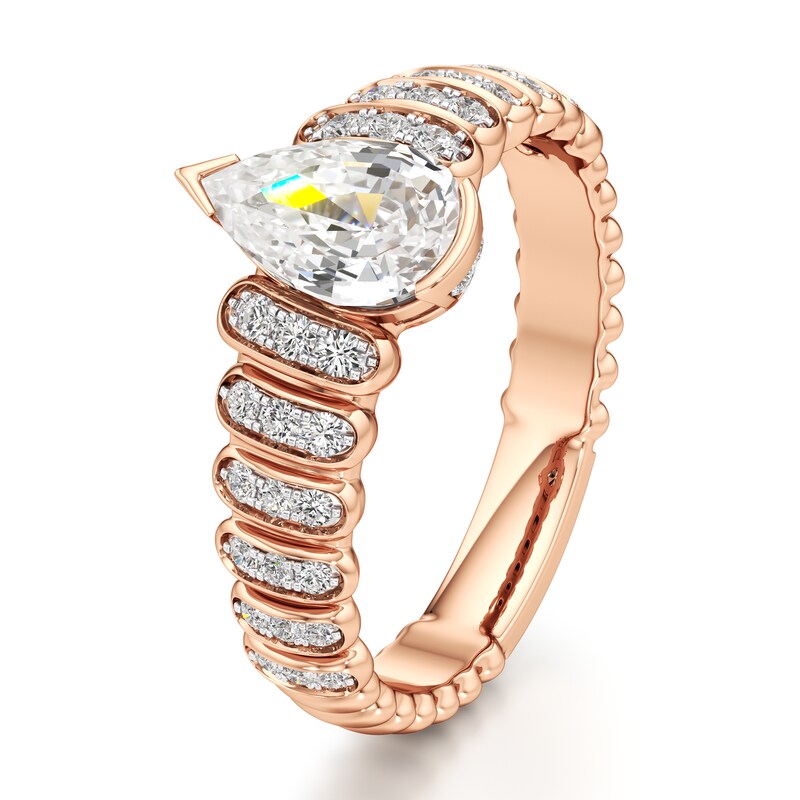 Main Image 4 of J'Lure Pear Step-Cut Lab-Grown Diamond Engagement Ring 1-1/4 ct tw 18K Rose Gold
