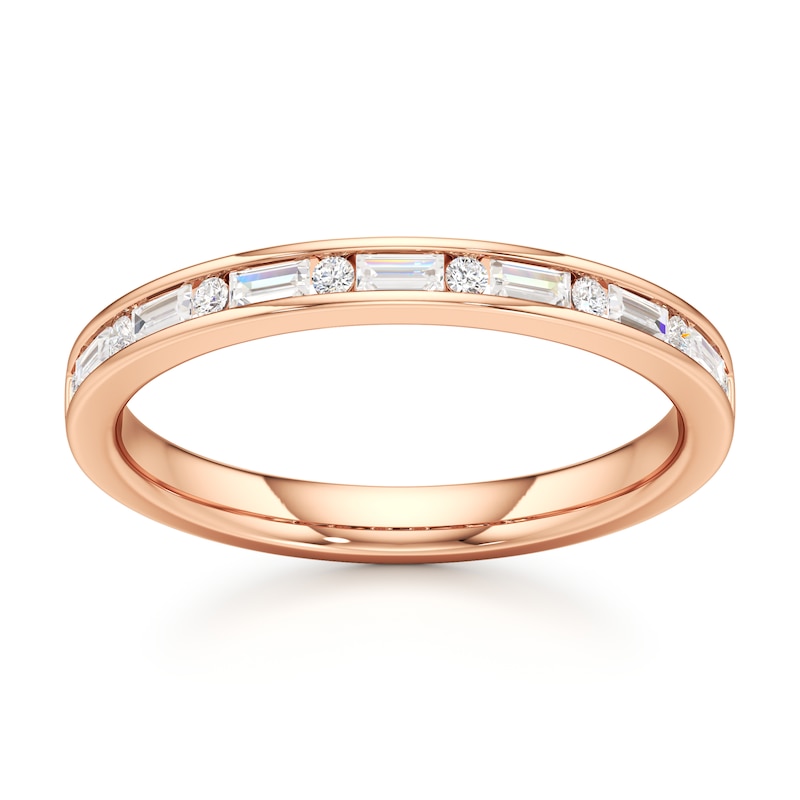 Main Image 1 of J'Lure Baguette & Round-Cut Lab-Grown Diamond Wedding Band 1/3 ct tw 18K Rose Gold