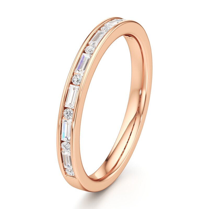 Main Image 4 of J'Lure Baguette & Round-Cut Lab-Grown Diamond Wedding Band 1/3 ct tw 18K Rose Gold