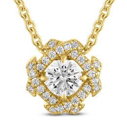 Unspoken Diamond Halo Necklace 1/2 ct tw 14K Yellow Gold 18"