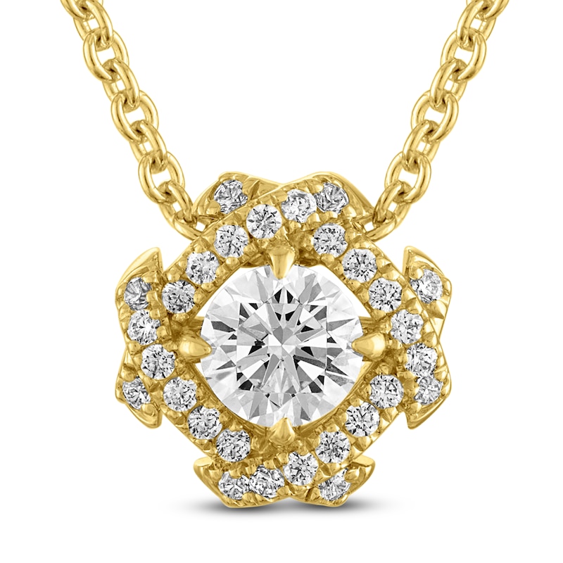 Main Image 1 of Unspoken Diamond Halo Necklace 1/2 ct tw 14K Yellow Gold 18"