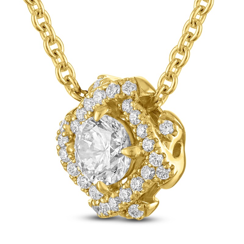 Main Image 2 of Unspoken Diamond Halo Necklace 1/2 ct tw 14K Yellow Gold 18"