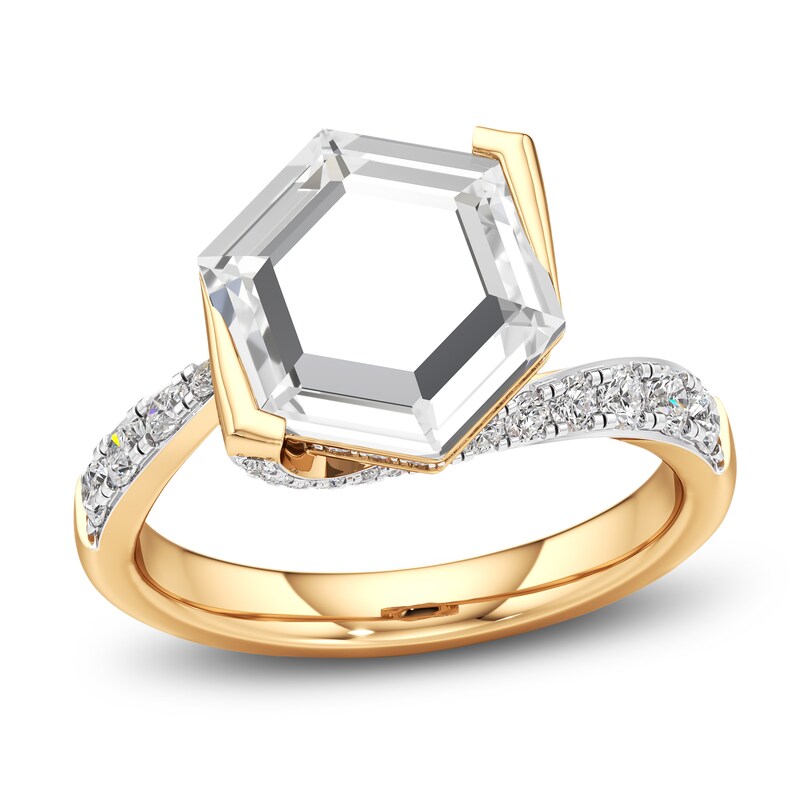 Main Image 1 of J'Lure Hexagon Portrait-Cut Lab-Grown Diamond Engagement Ring 3-1/2 ct tw 18K Yellow Gold