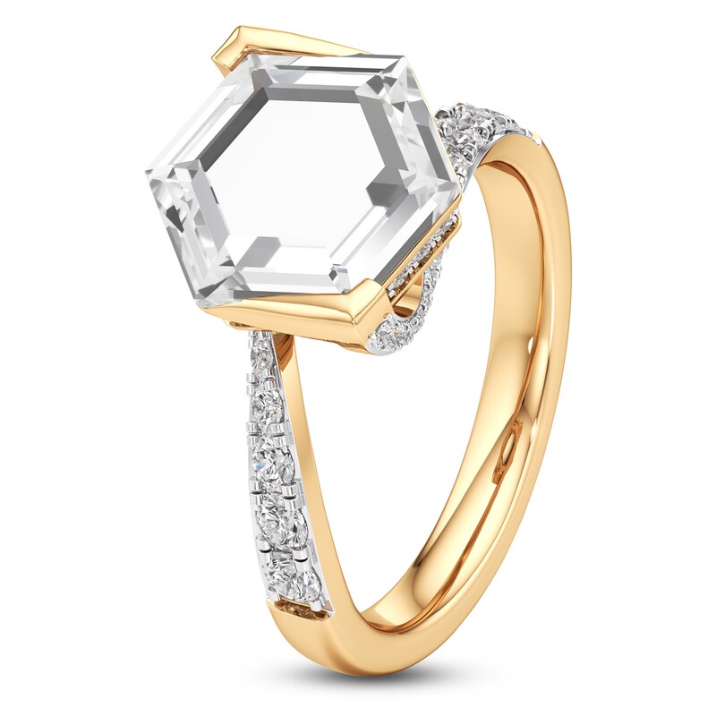 Main Image 2 of J'Lure Hexagon Portrait-Cut Lab-Grown Diamond Engagement Ring 3-1/2 ct tw 18K Yellow Gold
