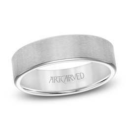 ArtCarved Men's Brushed Wedding Band 14K White Gold 6mm