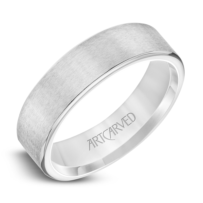 Main Image 2 of ArtCarved Men's Brushed Wedding Band 14K White Gold 6mm
