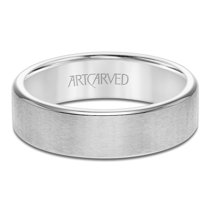 Main Image 3 of ArtCarved Men's Brushed Wedding Band 14K White Gold 6mm