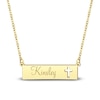 Thumbnail Image 1 of Engravable Name Bar Necklace with Cross Cutout 24K Yellow Gold-Plated Sterling Silver 18"