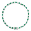 Thumbnail Image 1 of Oval, Pear & Round-Cut Natural Emerald & Diamond Bracelet 1/5 ct tw 14K White Gold 7"