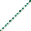 Thumbnail Image 2 of Oval, Pear & Round-Cut Natural Emerald & Diamond Bracelet 1/5 ct tw 14K White Gold 7"