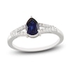 Thumbnail Image 1 of Pear-Shaped Blue Lab-Created Sapphire & White Lab-Created Sapphire Split Shank Ring Sterling Silver
