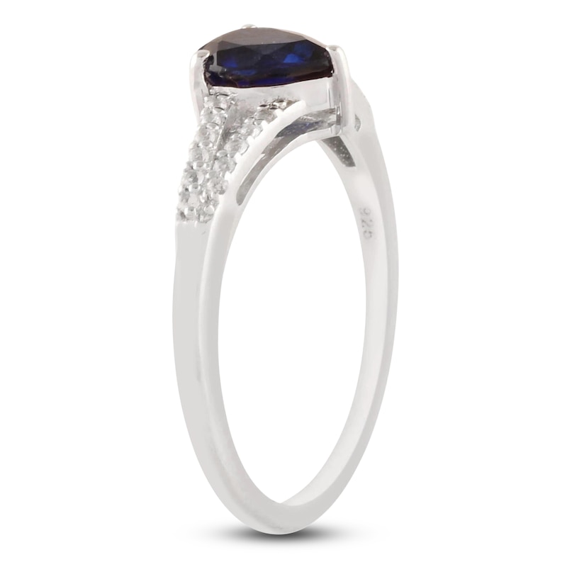 Main Image 2 of Pear-Shaped Blue Lab-Created Sapphire & White Lab-Created Sapphire Split Shank Ring Sterling Silver