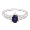 Thumbnail Image 3 of Pear-Shaped Blue Lab-Created Sapphire & White Lab-Created Sapphire Split Shank Ring Sterling Silver