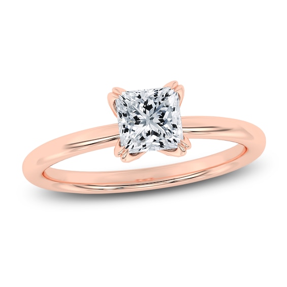 Certified Princess-Cut Diamond Solitaire Engagement Ring 1 ct tw 14K Rose Gold (I1/I)