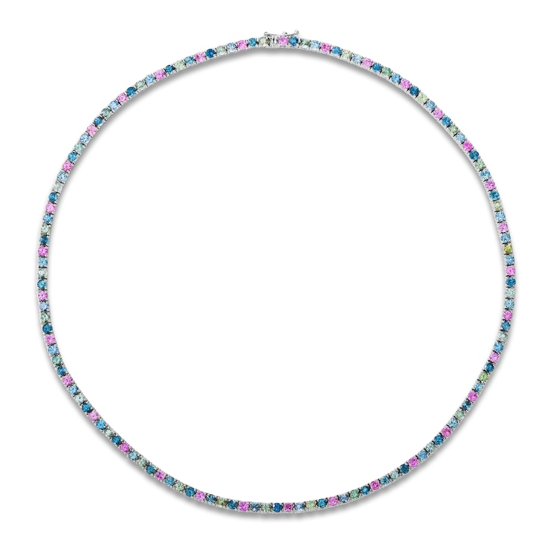 Main Image 1 of Le Vian Natural Montana Sapphire & Pink Sapphire Necklace 14K Vanilla Gold 17"