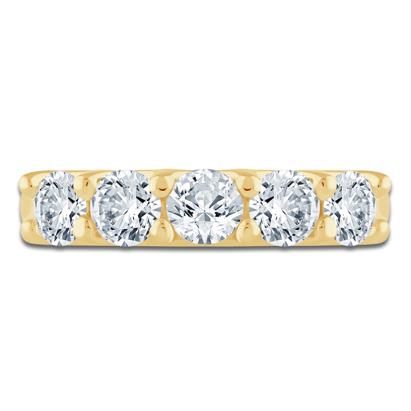 Main Image 3 of Lab-Grown Diamond Five-Stone Anniversary Ring 1-1/2 ct tw 14K Yellow Gold