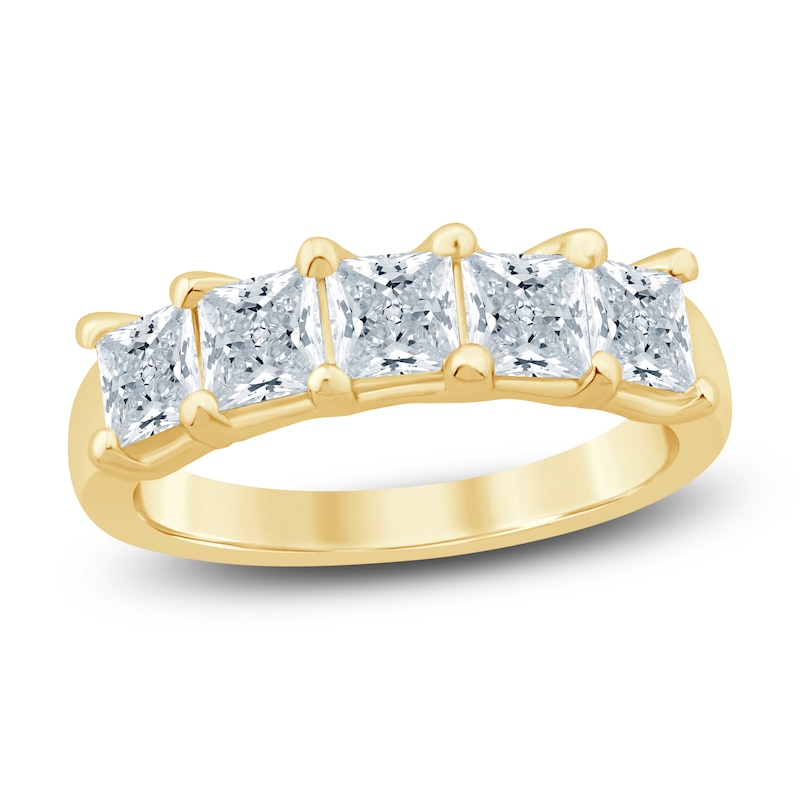 Princess-Cut Lab-Grown Diamond Five-Stone Anniversary Ring ct tw 14K Gold