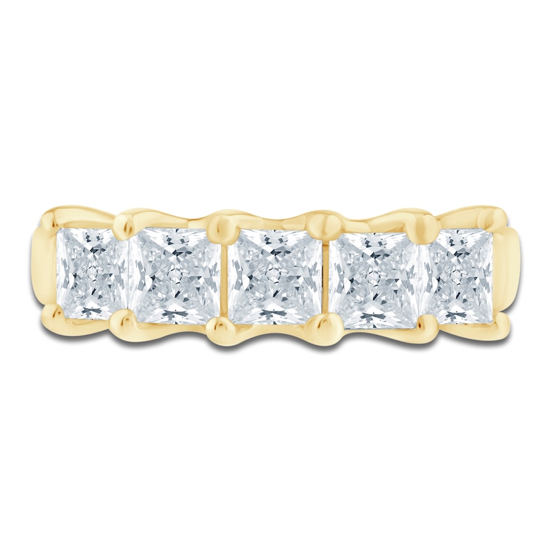 Main Image 3 of Princess-Cut Lab-Grown Diamond Five-Stone Anniversary Ring 2 ct tw 14K Yellow Gold