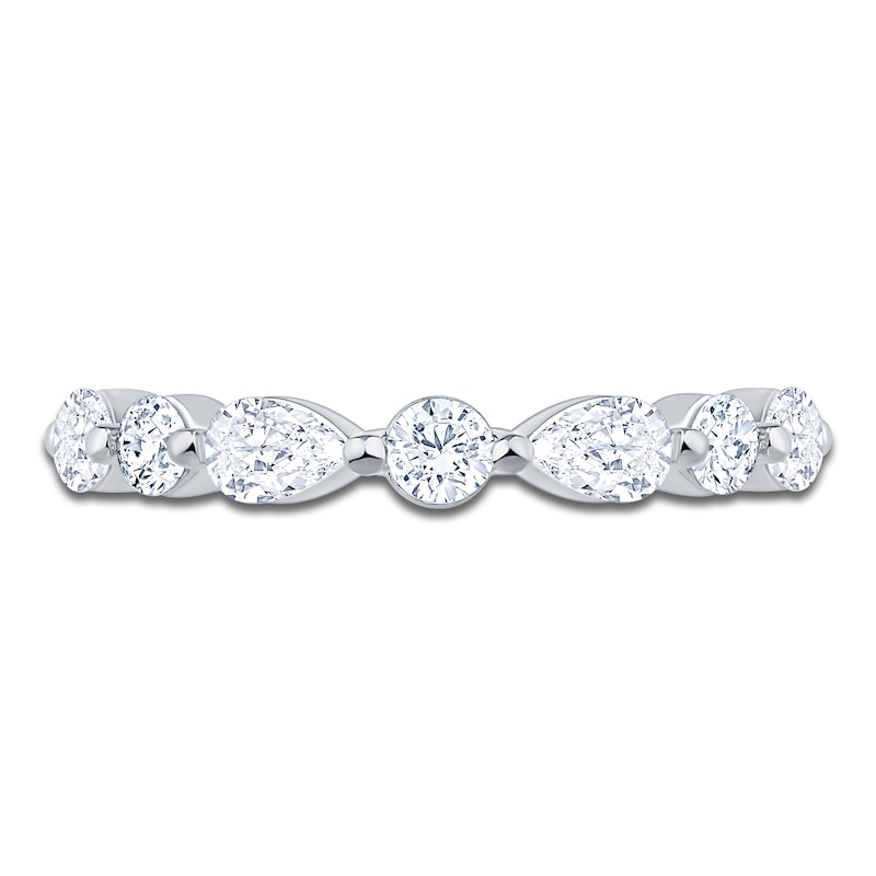Main Image 3 of Certified Pear-Shaped & Round-Cut Diamond Anniversary Ring 1 ct tw 14K White Gold
