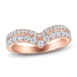 Vera Wang VOW Lab-Grown Diamond Two-Row Chevron Wedding Band 3/4 ct tw 14K Rose Gold