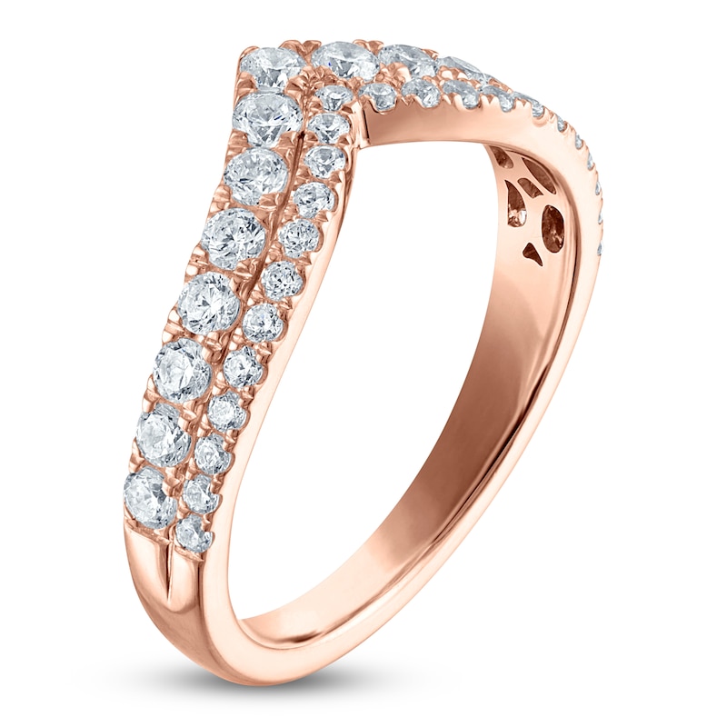Main Image 2 of Vera Wang VOW Lab-Grown Diamond Two-Row Chevron Wedding Band 3/4 ct tw 14K Rose Gold