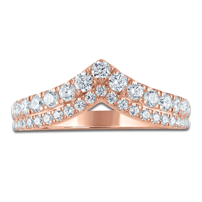 Main Image 3 of Vera Wang VOW Lab-Grown Diamond Two-Row Chevron Wedding Band 3/4 ct tw 14K Rose Gold