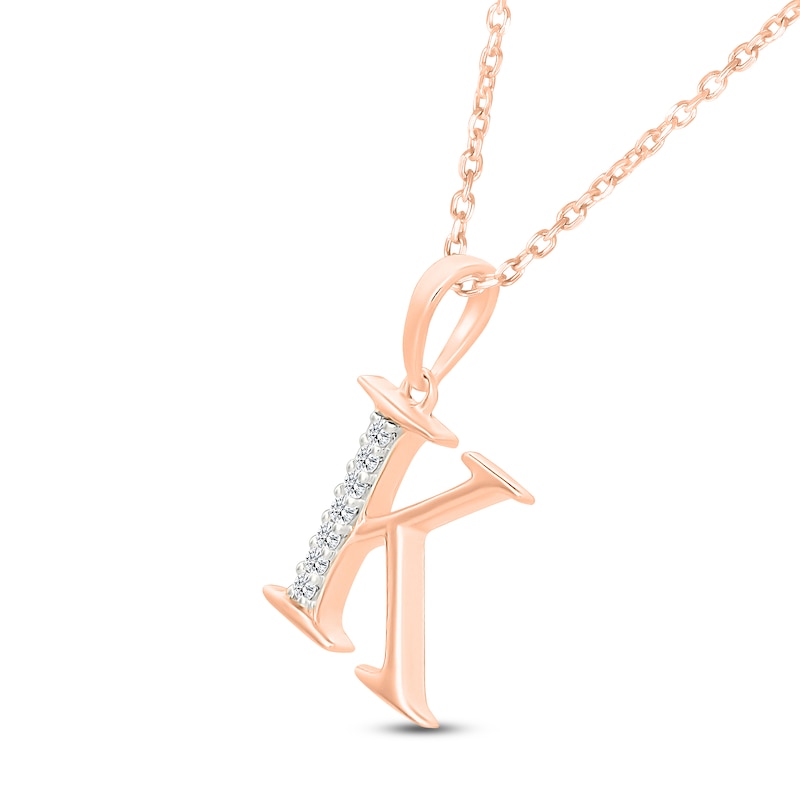 Main Image 2 of Diamond Initial K Necklace 1/20 ct tw 10K Rose Gold 18"