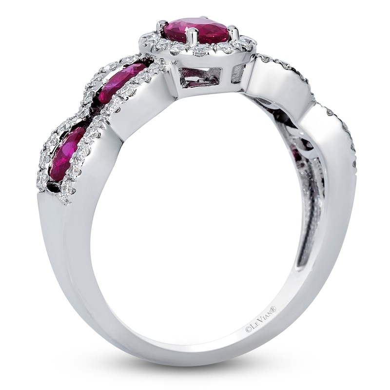 Main Image 2 of Le Vian Oval-Cut Natural Ruby Ring 3/8 ct tw Diamonds 14K Vanilla Gold