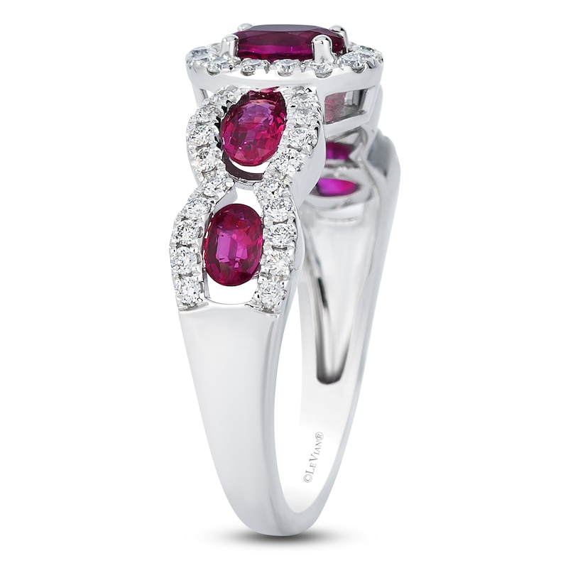 Main Image 3 of Le Vian Oval-Cut Natural Ruby Ring 3/8 ct tw Diamonds 14K Vanilla Gold