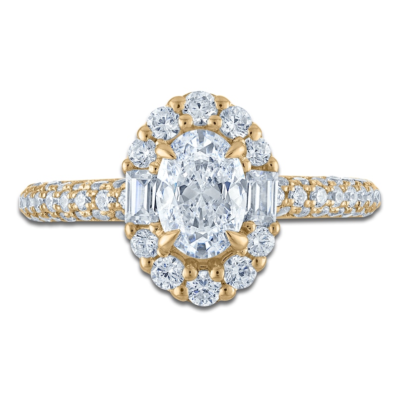 Main Image 3 of Vera Wang VOW Oval-Cut Diamond Halo Engagement Ring 1-1/2 ct tw 14K Yellow Gold