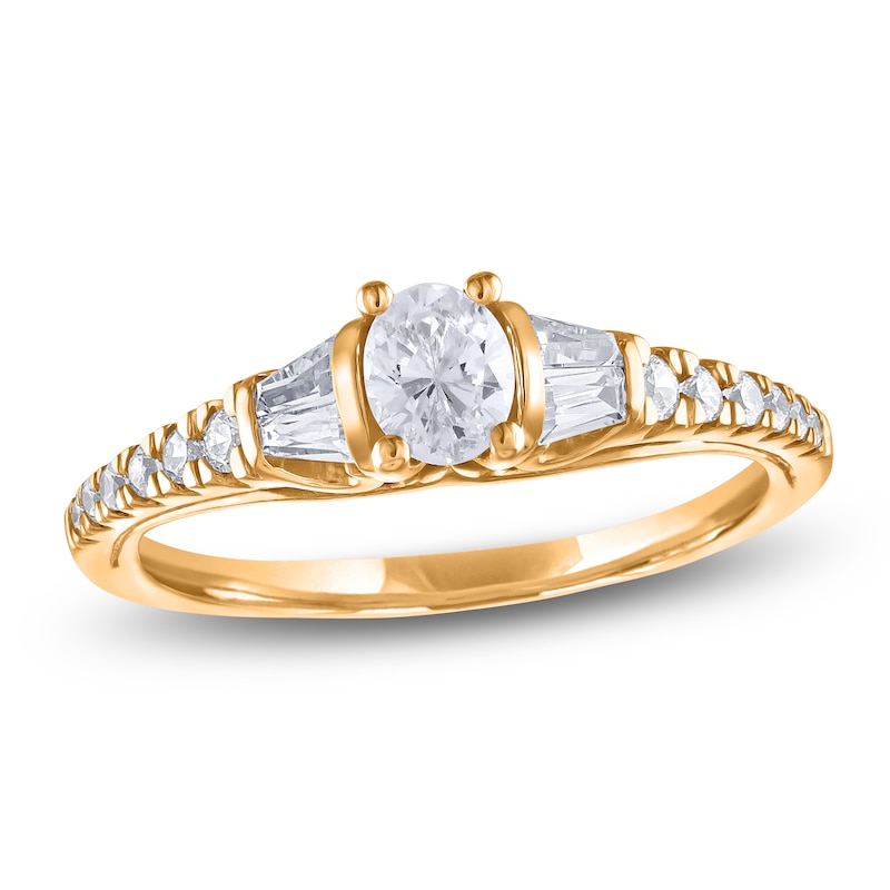 Main Image 1 of Brilliant Moments Oval-Cut Diamond Engagement Ring 7/8 ct tw 14K Yellow Gold