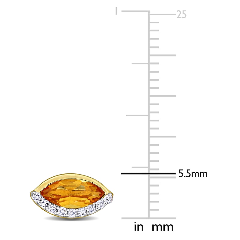 Main Image 2 of Marquise-Cut Natural Citrine & Diamond Stud Earrings 1/10 ct tw 14K Yellow Gold