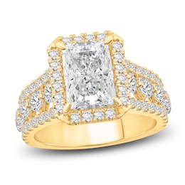 Radiant-Cut Lab-Grown Diamond Halo Engagement Ring 4-1/2 ct tw 14K Yellow Gold