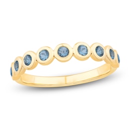 Bezel-Set Natural London Blue Topaz 2mm Stackable Ring 14K Yellow Gold