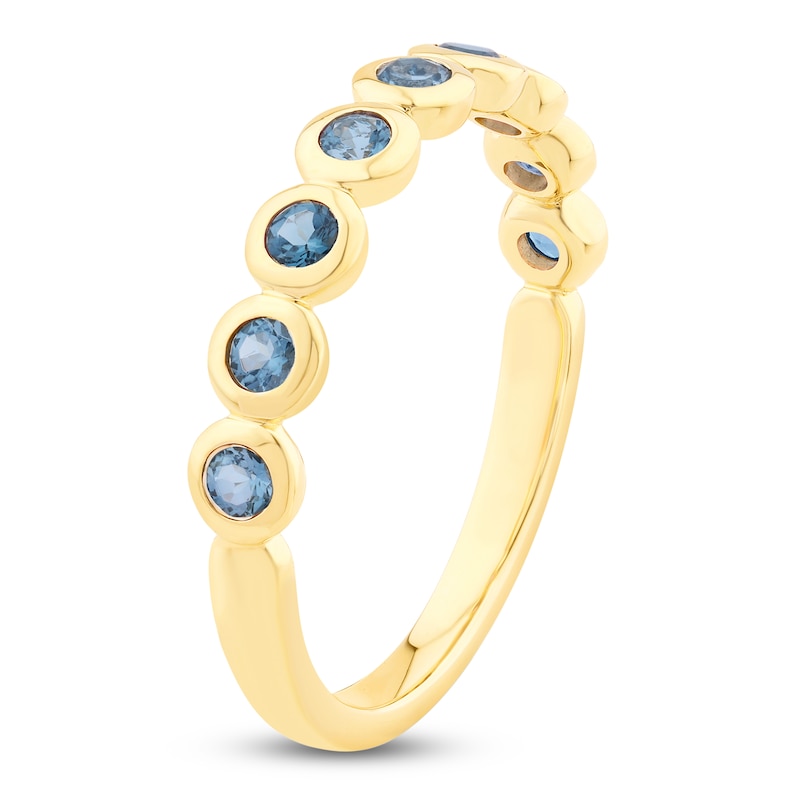 Main Image 2 of Bezel-Set Natural London Blue Topaz 2mm Stackable Ring 14K Yellow Gold