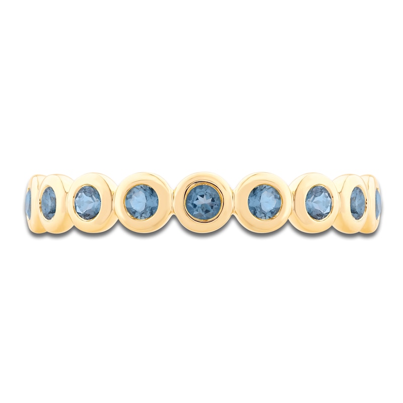 Main Image 3 of Bezel-Set Natural London Blue Topaz 2mm Stackable Ring 14K Yellow Gold
