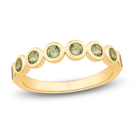 Bezel-Set Natural Peridot 2.5mm Stackable Ring 14K Yellow Gold